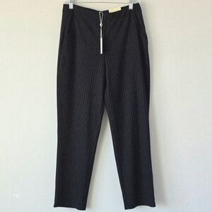Max Studio Slim High Rise Pinstripe Trouser Pants M Black NWT